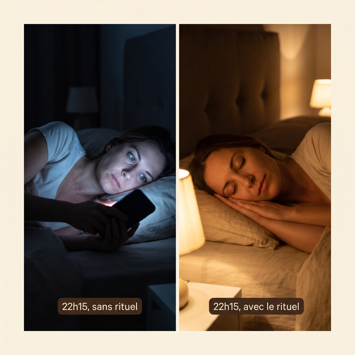 22h15 sans rituel face à 22h15 avec le rituel